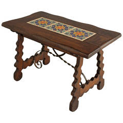 Original Tile Table with D&M Tiles and Iron Trestle