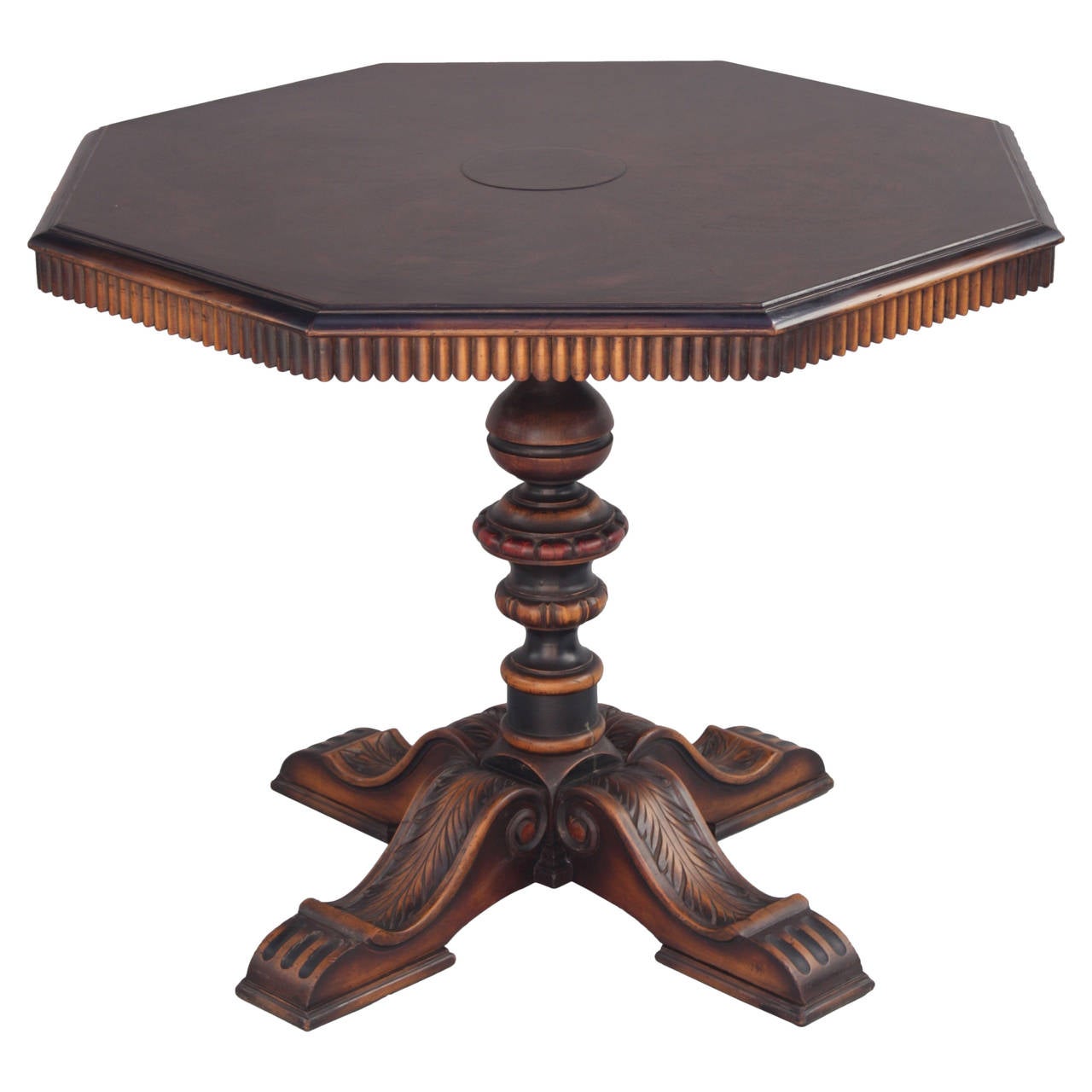 Vintagee 1920s Walnut Pedestal Game Table at 1stDibs