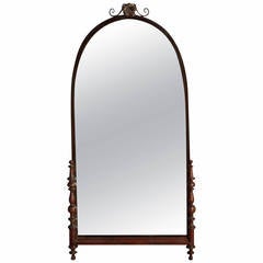 Antique Simple Iron and Wood Mirror, circa 1920s