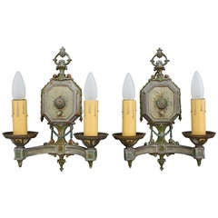 Pair Of Antique 1920's Polychrome Sconces