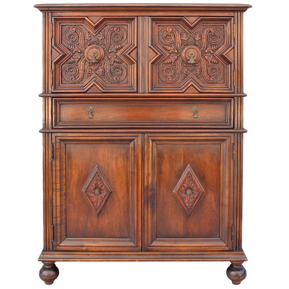 Beautifully Carved Walnut Cabinet