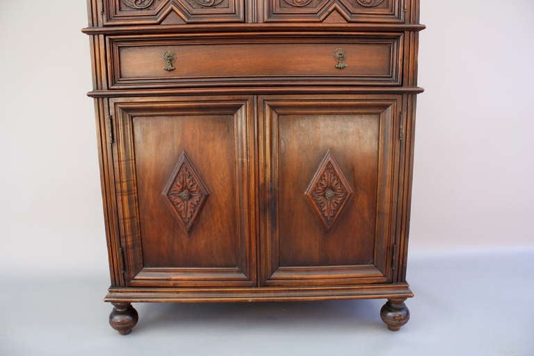 Beautifully Carved Walnut Cabinet In Excellent Condition In Pasadena, CA