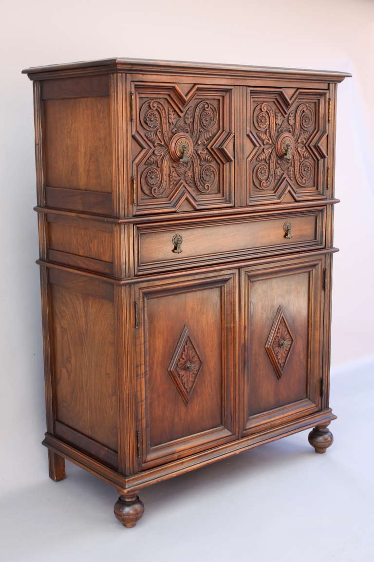 20th Century Beautifully Carved Walnut Cabinet