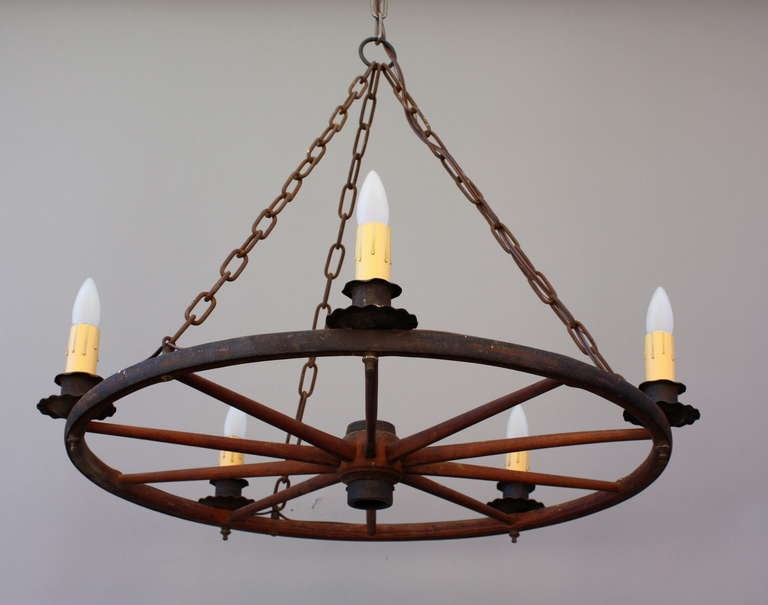 Classic Vintage Wagon Wheel Chandelier at 1stdibs