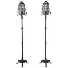 Pair of Filigree Spanish Revival Torchieres