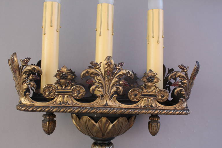 Outstanding Pair of Antique Spanish Revival Sconces In Good Condition In Pasadena, CA