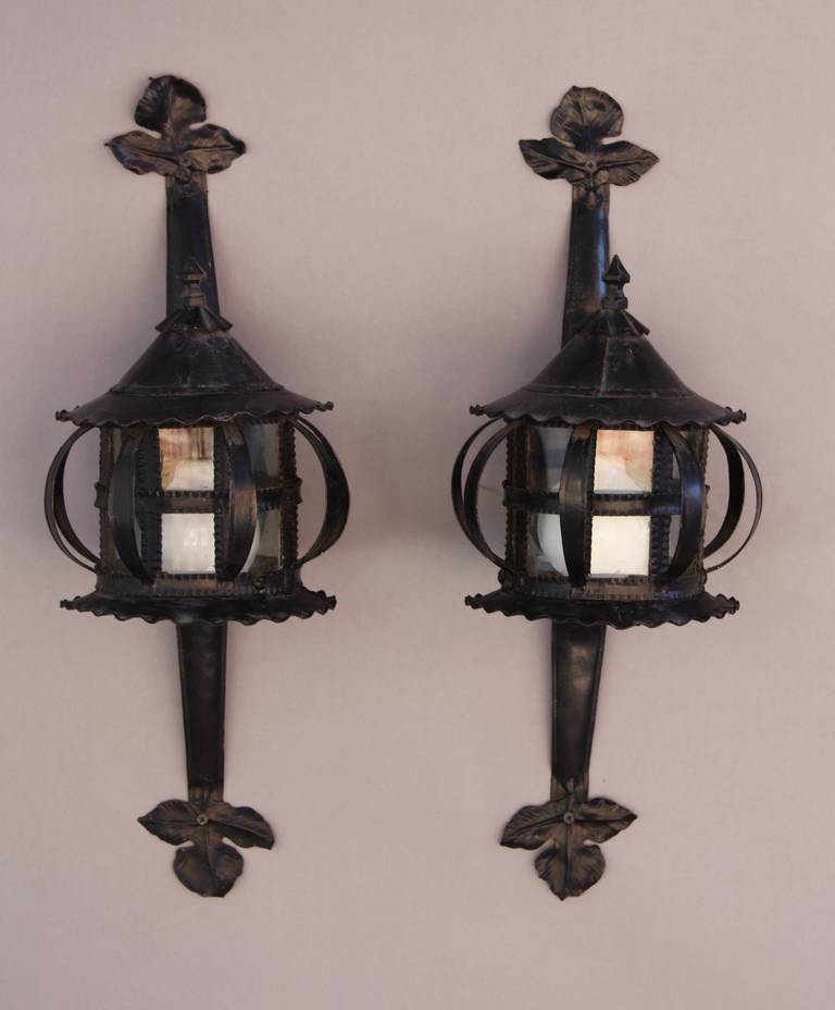Spanish Colonial Exceptional 1920s Pair of Porch Lights