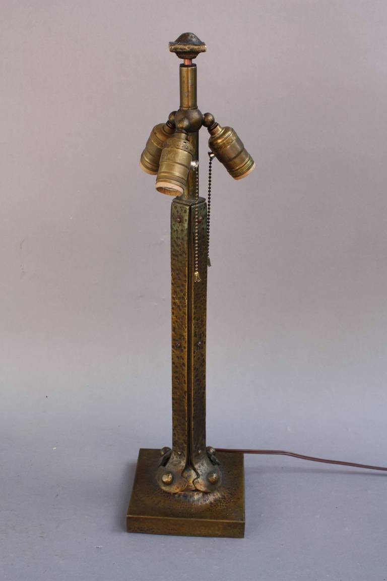 American Turn of the Century Brass Lamp with Metal Shade