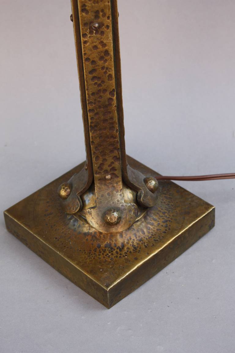 20th Century Turn of the Century Brass Lamp with Metal Shade