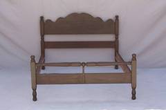 Vintage Signed Monterey Double Bed In Old Wood Finish