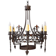 Hard to Find Larger Scale Spanish Revival Chandelier, circa 1920s