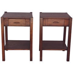 Antique Pair Of Arts And Crafts / Mission Nightstands