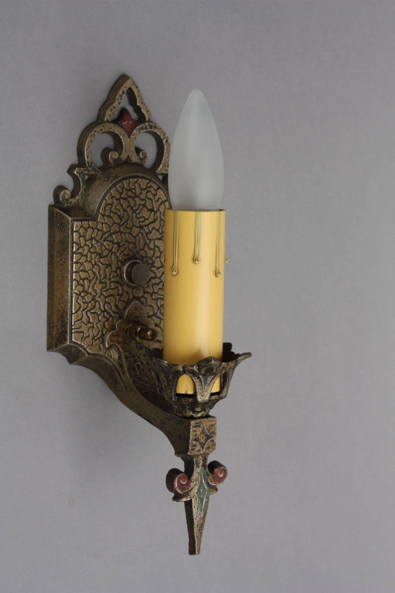 Spanish Colonial One of Five 1920s Spanish Revival Single-Light Sconces For Sale