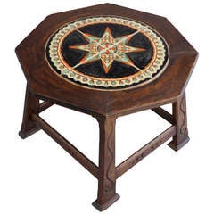 Vintage Unusual Hexagonal Tiled Table