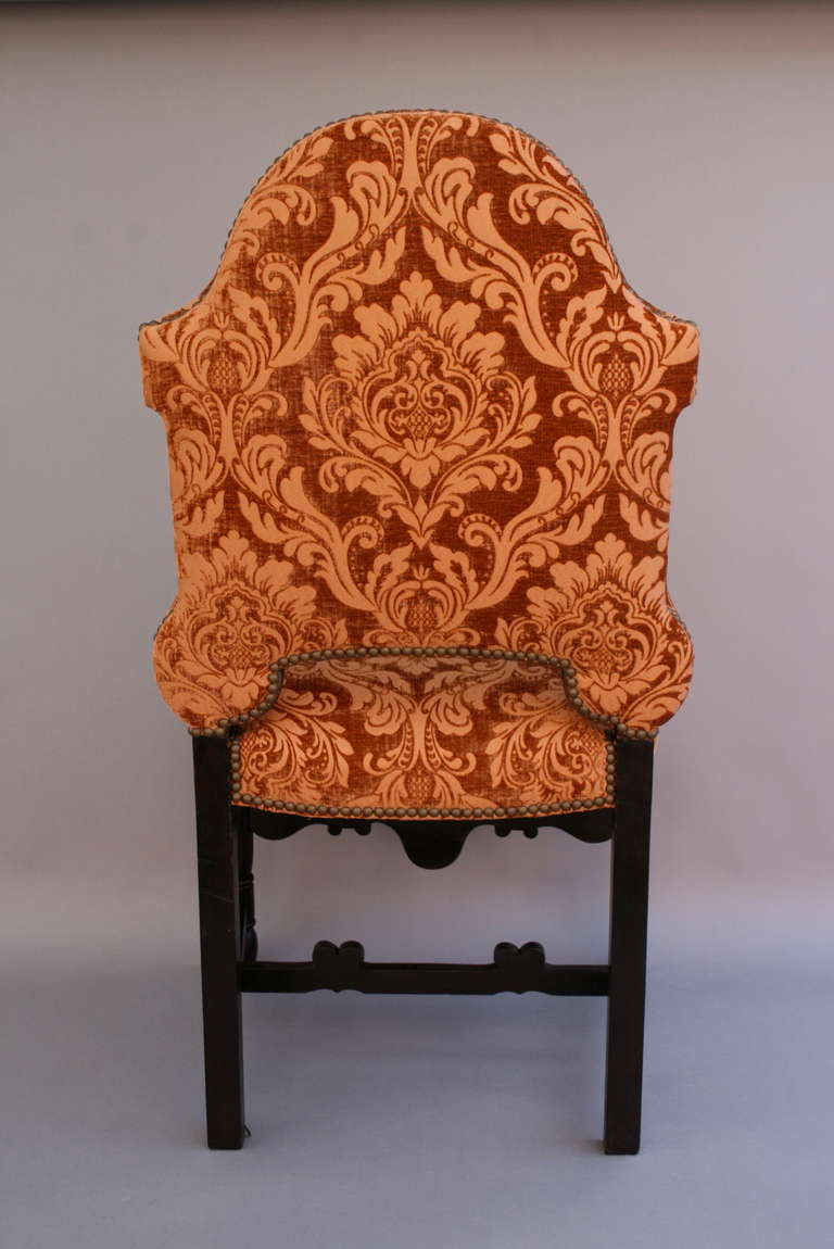20th Century Set of 6 Dark Walnut Upholstered Dining Chairs