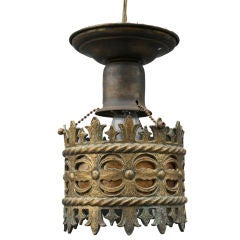 Antique Small 1920's Bronze Ceiling Fixture with Mica