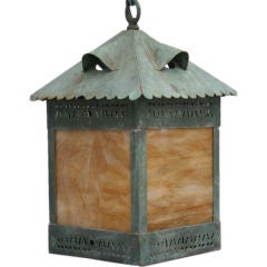 Antique Circa 1910, Arts & Crafts Exterior Hanging Lantern