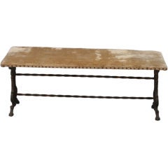 1920's Upholstered Iron Bench