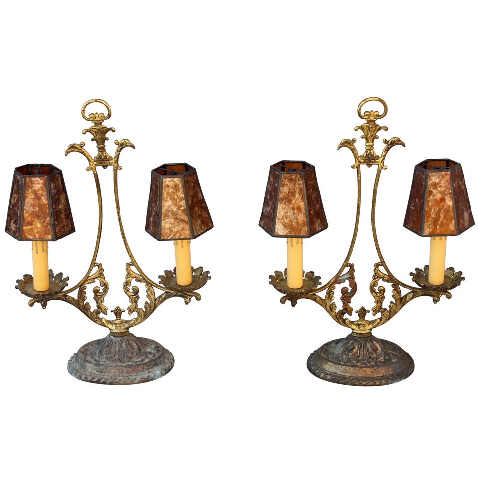 Pair Of Finely Casted Brass Lamps