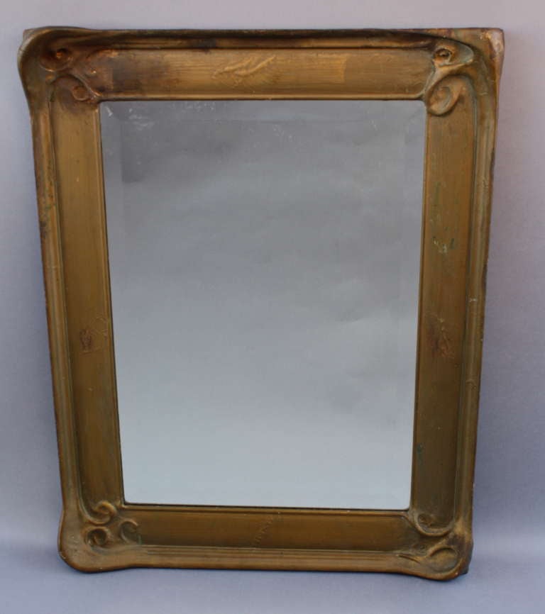 Arts and Crafts Circa 1910 Carved Wood Mirror