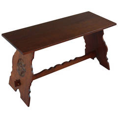 Spanish Revival Bench with Carved Rosette