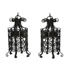 Antique Pair of 1920
s Spanish Revival Pendant Fixtures