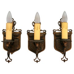 1920's Bronze Single Light Sconces