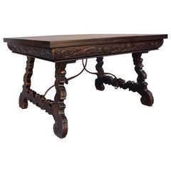 Turn Of The Century Spanish Table With Iron Stretcher