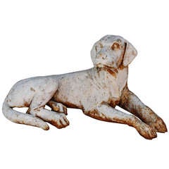 Circa 1930s Cast Iron Reclining Labrador Dog