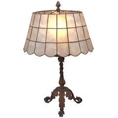 Antique 1920s Wrought Iron Table Lamp