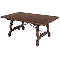 1920S Spanish Revival Table With Iron Trestle