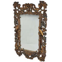 1920s Exquisitely Carved Mirror with Birds