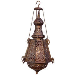 Antique Turn of The Century Brass Moorish Lantern