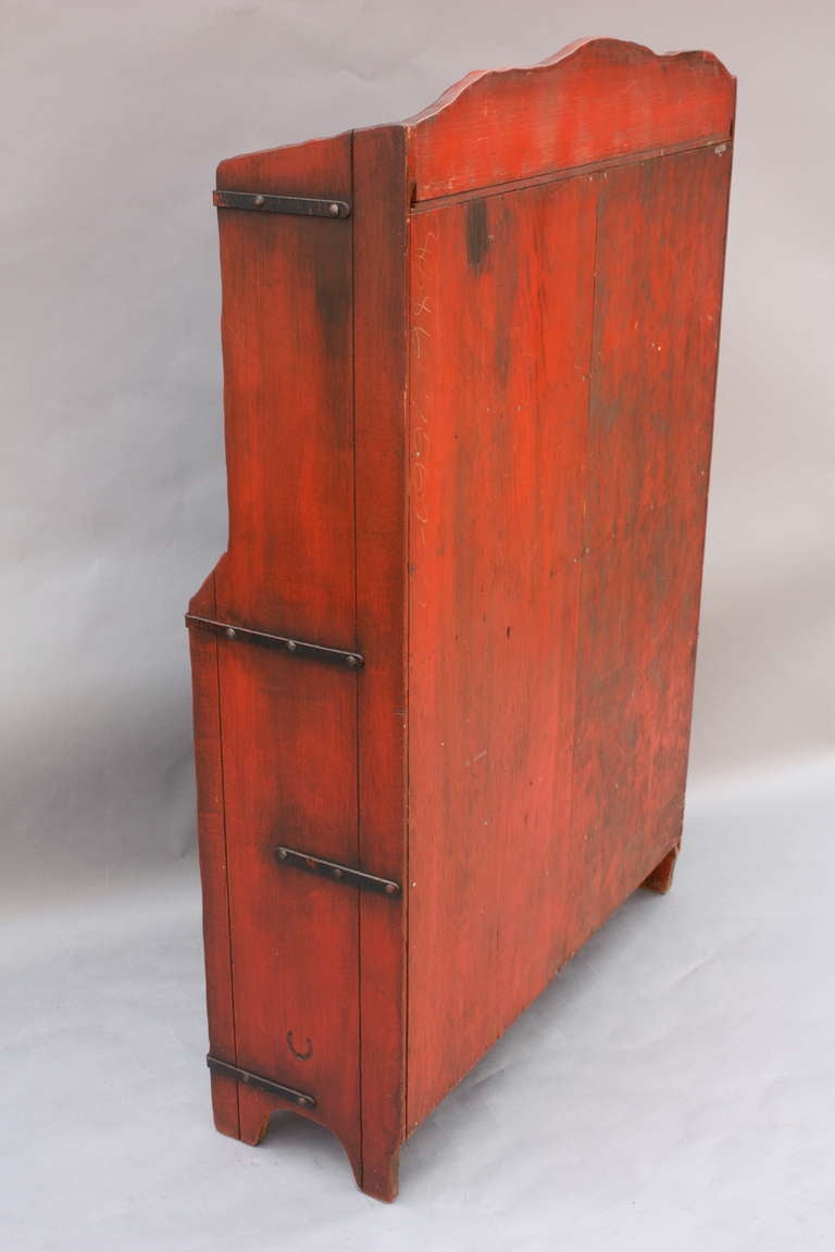 1930s Five Shelf Old Red Finish Monterey Bookcase at 1stDibs