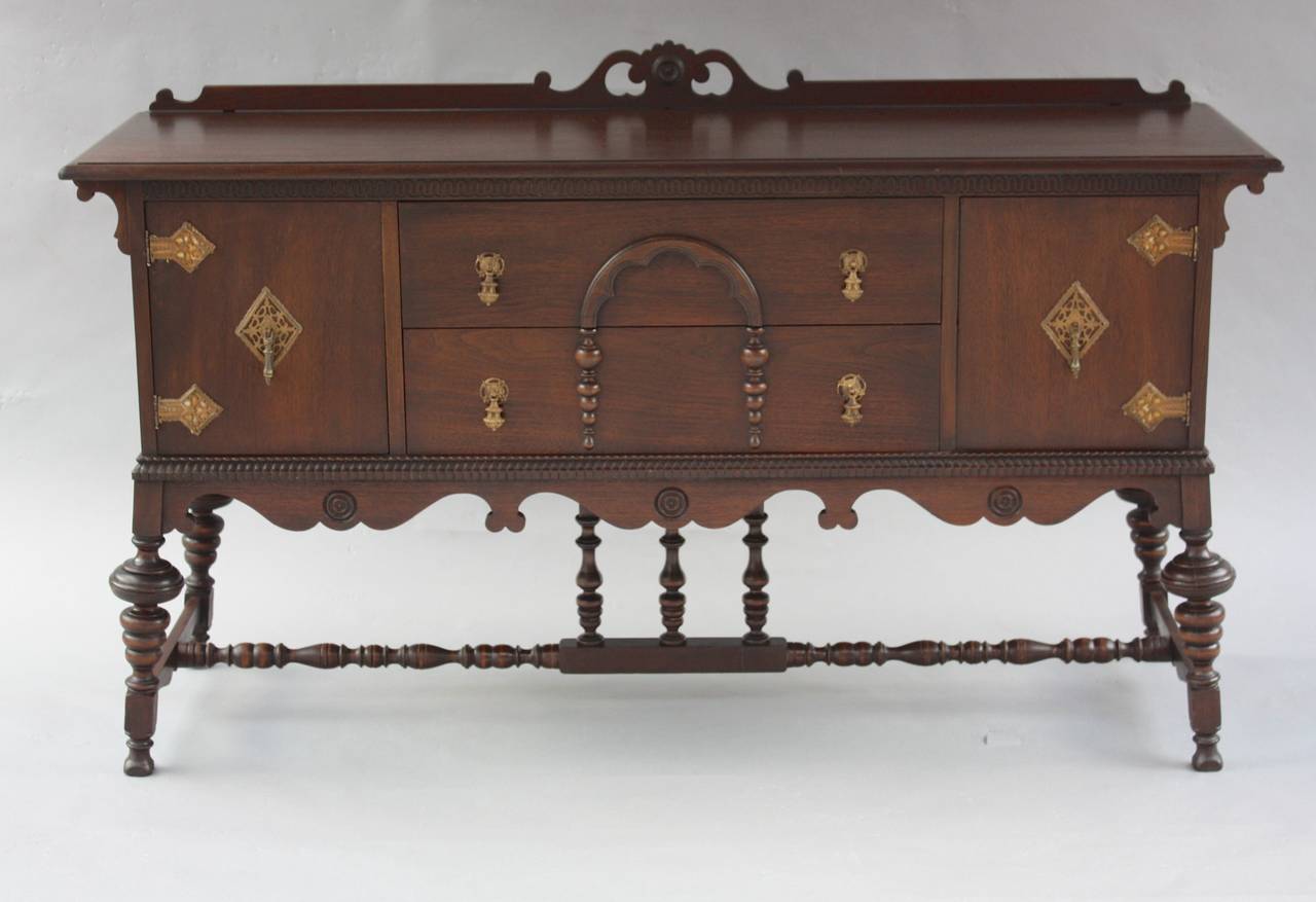 Antique Walnut Spanish Revival Sideboard at 1stdibs