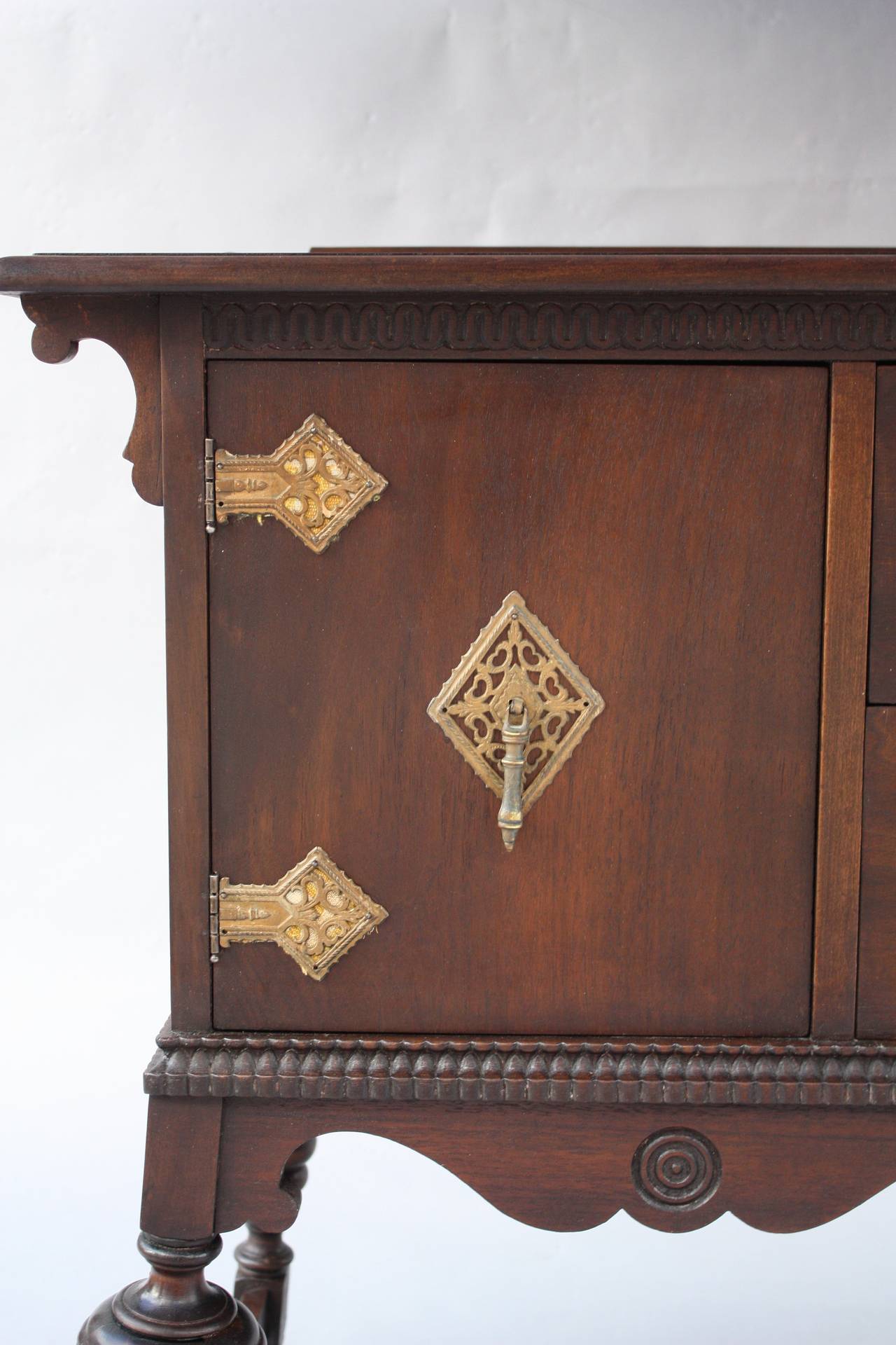 Antique Walnut Spanish Revival Sideboard at 1stdibs
