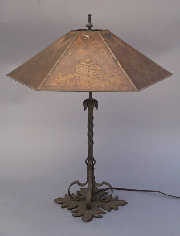 1920's Spanish Revival Table Lamp with Mica Shade