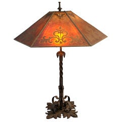 1920's Spanish Revival Table Lamp with Mica Shade