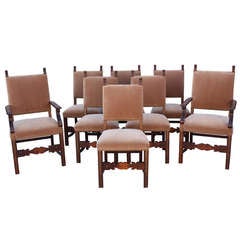 Antique 1920s Set Of Eight Dining Room Chairs