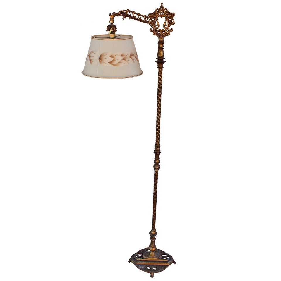 1920s Antique Floor Lamp With Metal Mesh Shade at 1stdibs