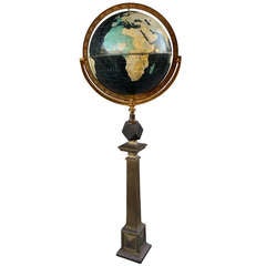 1920s Globe with Deco Metal Base