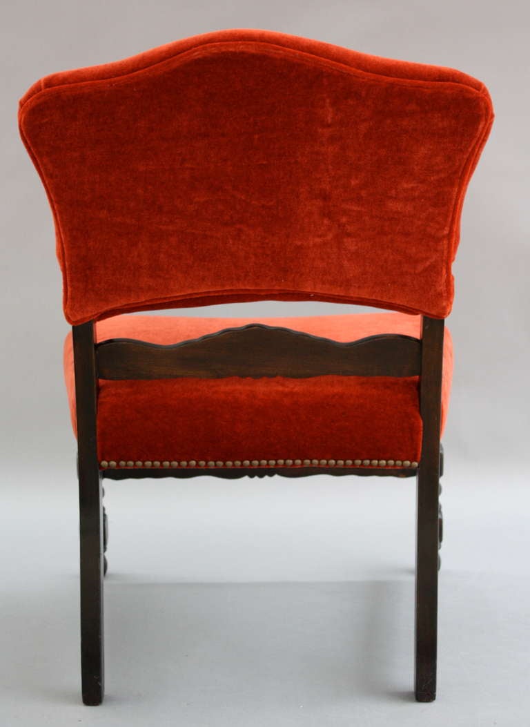 Unknown 1920s Spanish Revival Mohair Side Chair