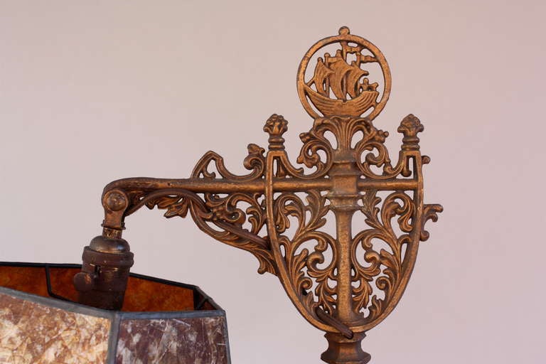 1920s Galleon Motif Bridge Lamp