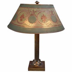 Turn of the Century Brass Lamp with Metal Shade
