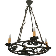 Vintage European Wrought Iron Four-light Chandelier