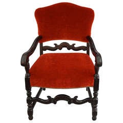 1920s Red Mohair Side Chair