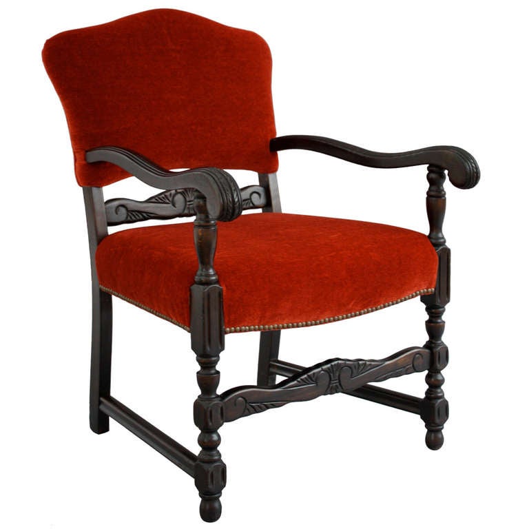 1920s Spanish Revival Mohair Side Chair at 1stDibs