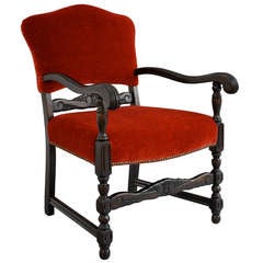1920s Spanish Revival Mohair Side Chair