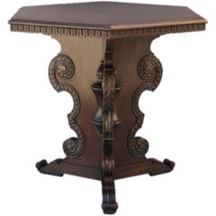 Antique 1920's Hexagonal Pedestal Table