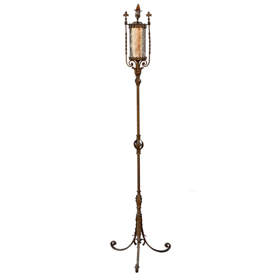1920's Single Mica Torchiere Floor Lamp